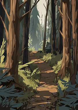 Forest Path Digital Painting