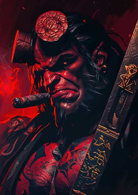 Hellboy with Cigar and Sword