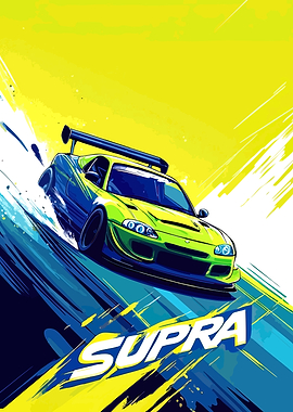 Green Supra Car Illustration