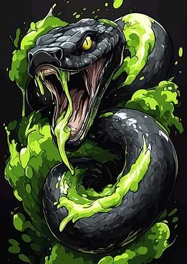 Black Snake with Green Slime