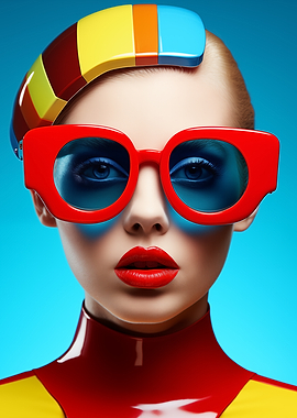 Futuristic Retro Fashion Portrait with Bold Colors