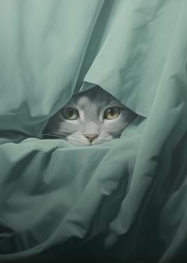 Cat peeking Animal art