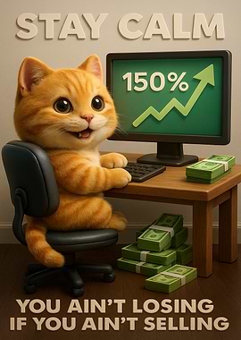 Positive Motivational Poster Cat Stay Calm and HODL