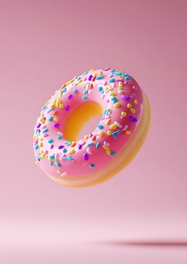 Pink Donut with Sprinkles