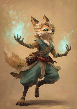 Fox Mage Casting Magic
