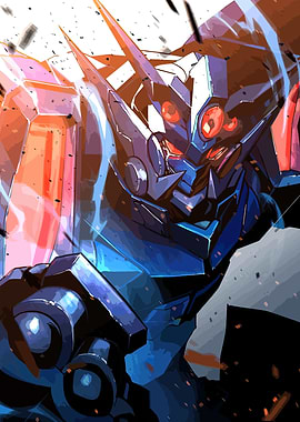 Blue and Orange Robot Illustration