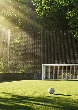Soccer ball on a green field