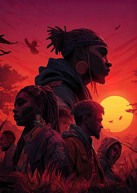 Diverse Group Against a Sunset Backdrop