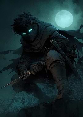 Mysterious Ninja in Moonlight
