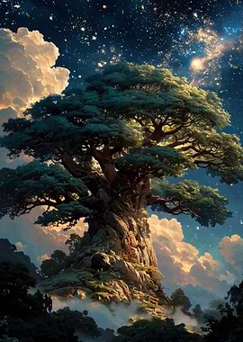 Majestic Tree Under Starry Sky
