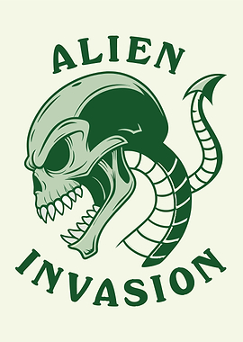 Alien Invasion Skull Graphic
