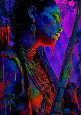 Colorful Hunter in a Forest