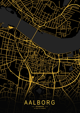 Golden Aalborg City Map