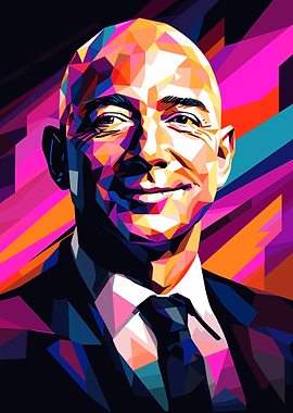 Jeff Bezos Colorful Geometric Portrait