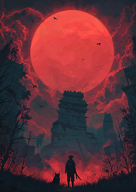 Red Moon Fantasy Landscape