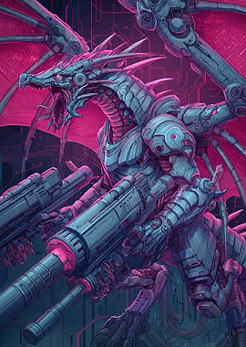 Cyberpunk Dragon with Cannons