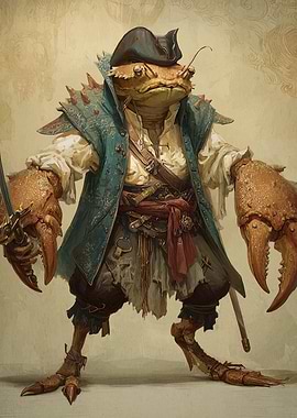 Crab Pirate Character Illustration