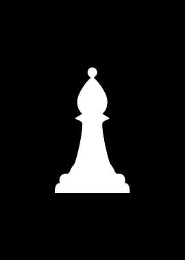 White Chess Bishop on Black Background