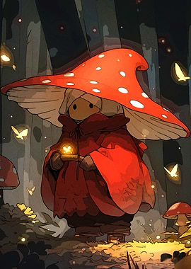 Mushroom Person Forest Lantern