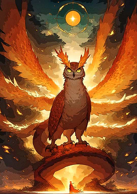 Owl Guardian Fiery Aura