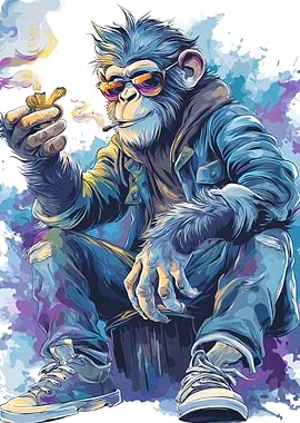 Cool Monkey Smoking with Sunglasses