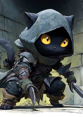 Armored Cat Rogue in Dungeon