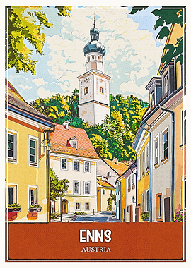 Enns Austria Travel Poster