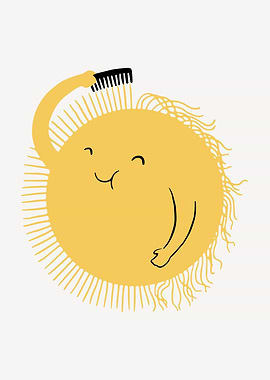 Cartoon Sun Combing Its Rays