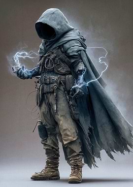 Hooded Figure with Lightning Powers