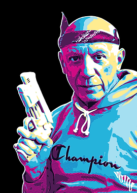 Pablo Picasso with Gun Pop Art