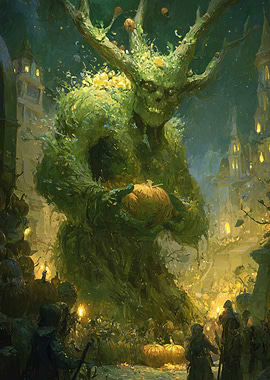 Autumnal Forest Giant with Pumpkin