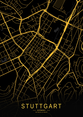 Golden Stuttgart City Map