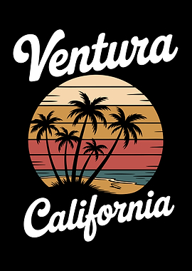 Ventura California Palm Trees Retro Design