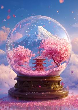 Japan Mount Fuji With Cherry Blossoms