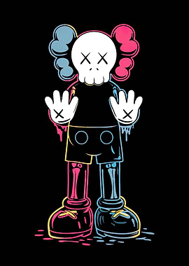 KAWS-inspired Figure with Skull Head