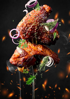 Grilled Chicken Wings with Herbs and Onions