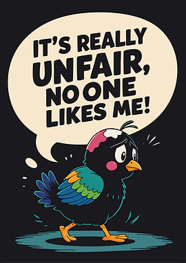 Sad Bird Cartoon with Speech Bubble