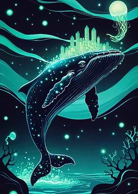 Glowing Whale Cityscape Crown