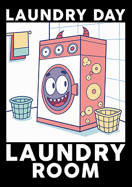 Cartoon Laundry Day in Laundry Room