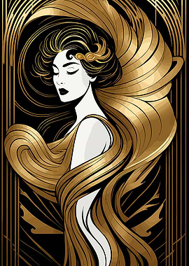 Golden Haired Woman Art Deco Style