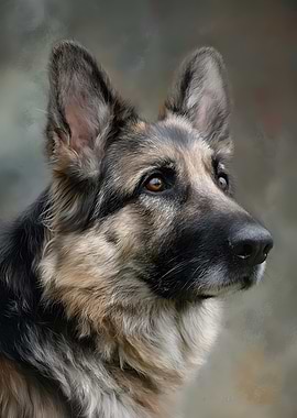 German Shepherd Realistic Portrait