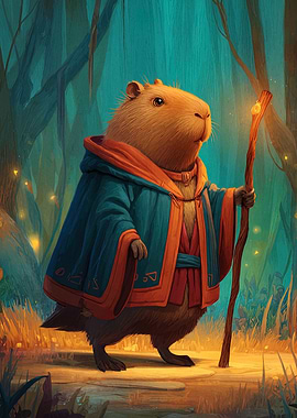Capybara Wizard in Forest