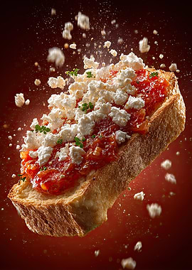 Tomato and Feta Toast Levitation
