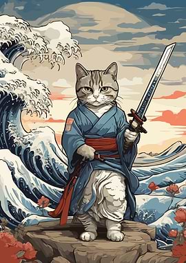 Samurai Cat with Katana