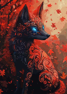 Ornate Fox in Autumnal Setting