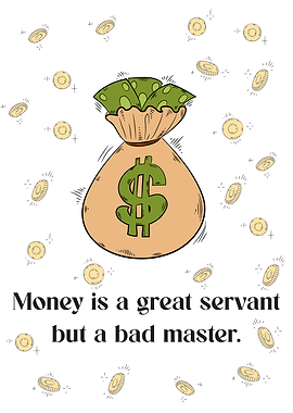 Money Bag with Coins and Quote