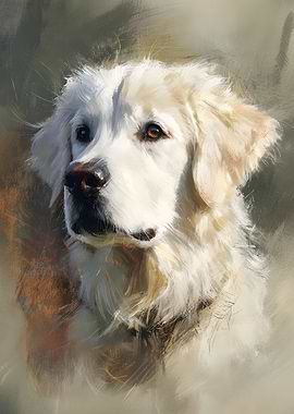 Golden Retriever Portrait - Oil Painting Style