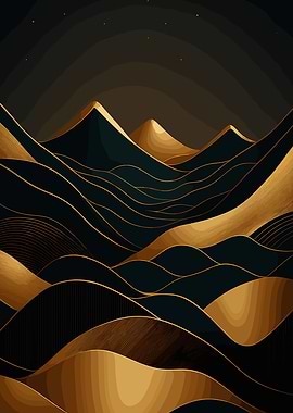 Abstract Golden Mountain Landscape