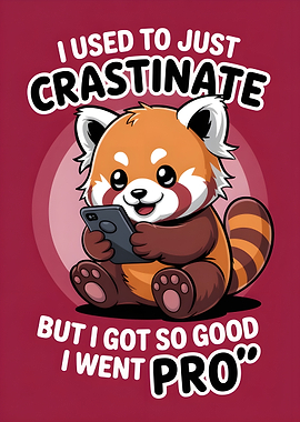 Procrastinating Red Panda Cartoon