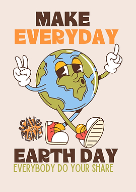 Earth Day Cartoon Illustration